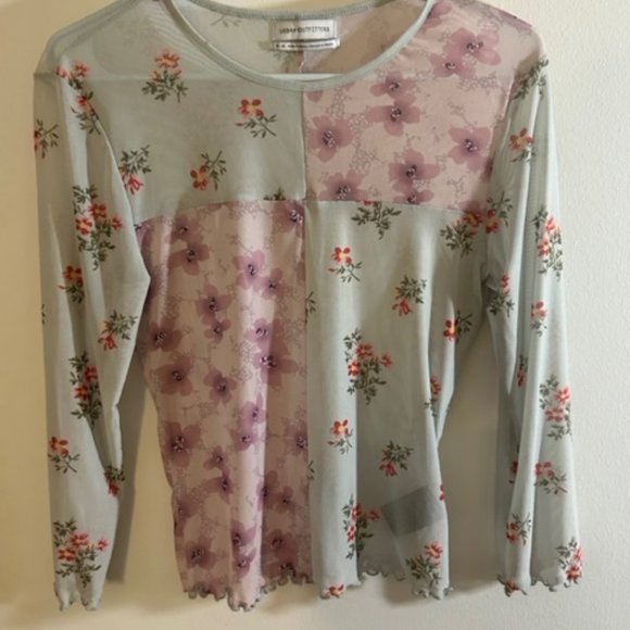 Urban Outfitters Mesh Top with Floral Block Print - Size M - Picture 1 of 3